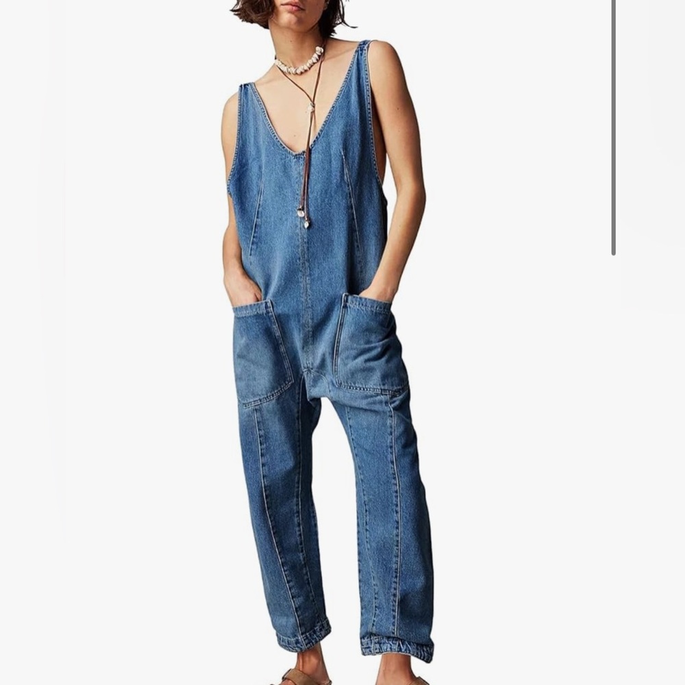 PLNOTME Women's Denim Overall Jumpsuit Boho